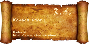 Kovács Adony névjegykártya